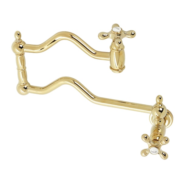KS2102AX Heritage Wall Mount Pot Filler, Polished Brass